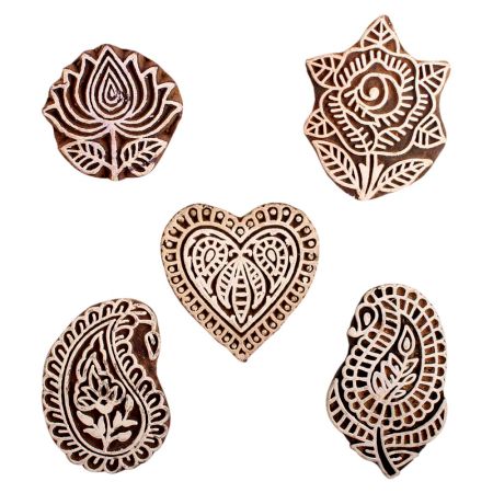 Set of 5 Piece New Mix Wooden Printing Block